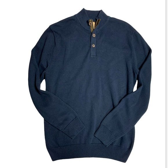 Other - Preppy Refractory British Inspired Navy Blue Knit Pullover 1/4 Zip Sweater med